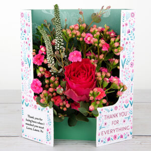 Dutch Rose with Bursts of Kalanchoe, Veronica and Eucalyptus Thank You Flowers